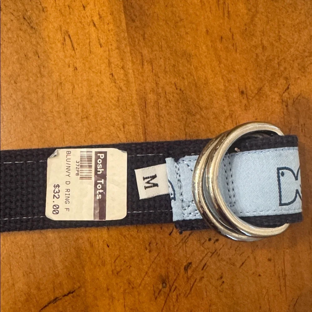 Blue D ring Belt with Fish Pattern size Medium